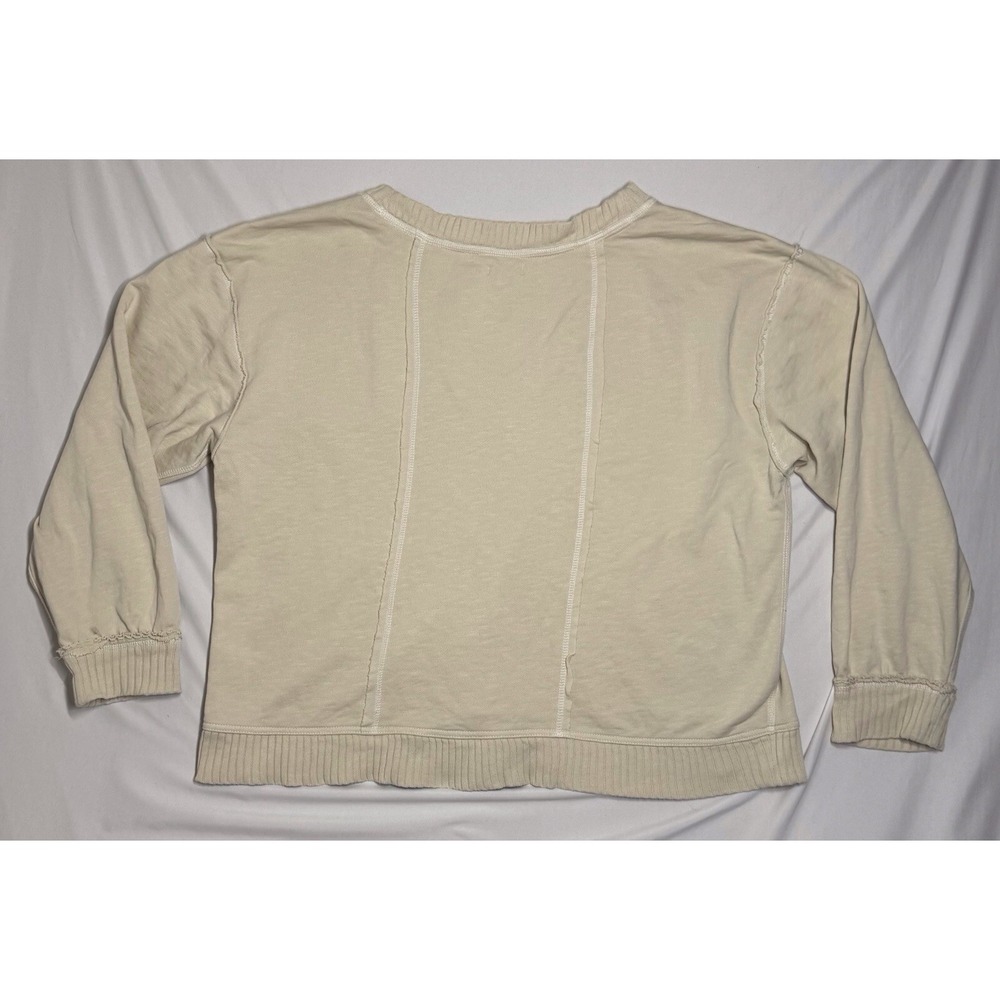 Pilcro Anthropologie Montana Pocket Knit Top Ivory V-Neck Sweatshirt Size Large - Picture 4 of 6